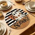 thumbnail image 6 of Halloween Round Placemats Set of 6 – Cute Ghost & Jack-o'-Lantern Pattern Heat Resistant Table Mats for Kitchen Dining & Party Decor (15 Inch), 6 of 7