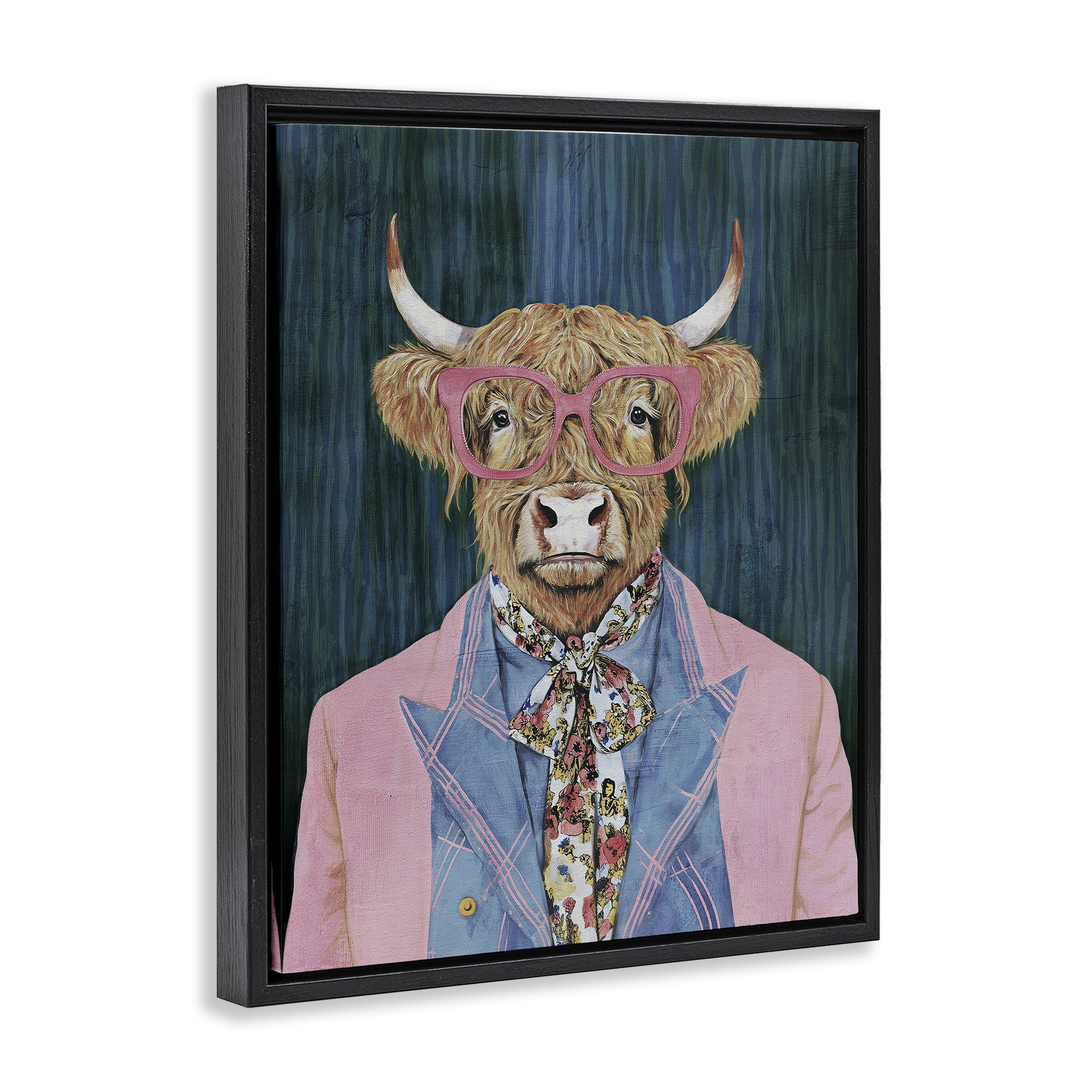 Stupell Industries Gentle Bull Portrait Black Framed Floater Canvas Wall Art, design by Svetlana Aleynikova