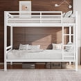 thumbnail image 5 of Honfach Metal Bunk Bed Twin Over Twin, Heavy Duty Metal Bed with Ladder and High Guardrail, Under-Bed Storage Space, No Box Spring Needed, Noise Free,White, 5 of 7