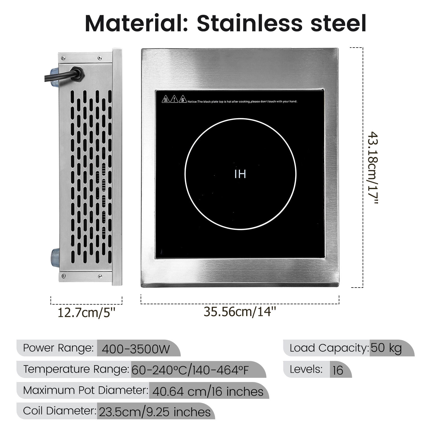 Abangdun 3500W 190V~275V Commercial Induction Cooktop Burner with 18-Hour Timer, High-Efficiency Induction Heater for Restaurant & Catering