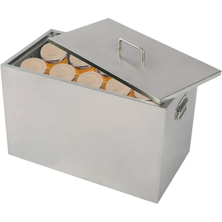 Water Bath Canner, 15 Quart Stove Top Canner Pot with 2 Canning Racks, 201 Food Grade Stainless Steel Large Stock Pot with Lid, Flat Bottom Brushed Canner, Holds 15 Quart Jars