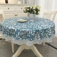 thumbnail image 3 of Round PVC Oilcloth Tablecloth, with Floral and Lace Pattern, Waterproof Stain Proof Round Tablecloth Oilcloth Dining Table Cloth, for Dining Room, Garden, Cafe, Party (Blue, 220cm), 3 of 5