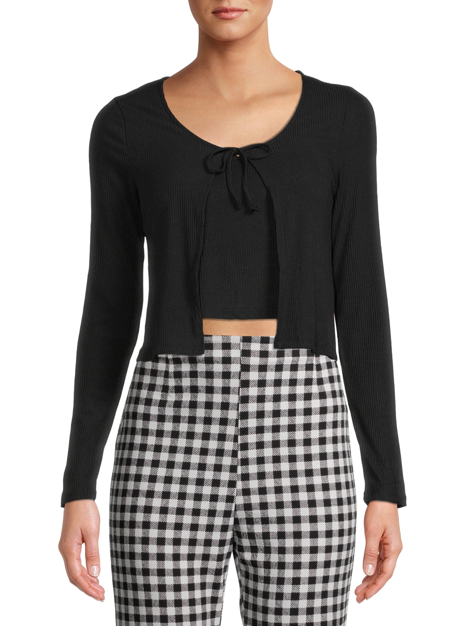 Derek Heart Junior Tie-Front Cardigan and Tank Top, 2-Piece - Walmart.com