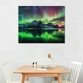 thumbnail image 2 of ONETECH Nature Landscape Aurora Borealis Artwork Painting Blue Green Northern Light Canvas Prints 16\x12\, 2 of 4
