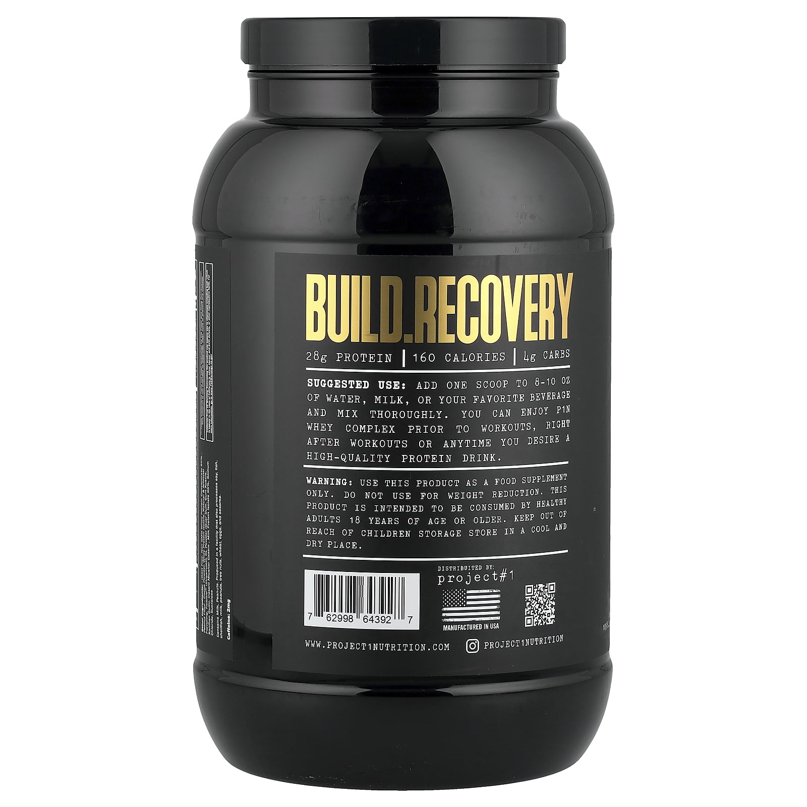 Project 1 Nutrition Whey Protein Peanut Butter Chocolate Flavor 26 Servings 10.20 Pound