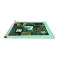 thumbnail image 2 of Ahgly Company Machine Washable Indoor Square Abstract Turquoise Blue Contemporary Area Rugs, 8' Square, 2 of 4