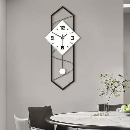 27.5 Modern Metal Wall Clock – Silent, Black & White, Iron Frame with Solid Wood Dial, Stylish Home Decor for Kitchen, Living Room, Office