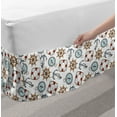 thumbnail image 2 of Compass Bed Skirt, Ship Steering Wheel Life Buoy and Anchor Marine Pattern Nautical Elements Traveling, Elastic Bedskirt Dust Ruffle Wrap Around for Bedding Decor, 4 Sizes, Multicolor, by Ambesonne, 2 of 2