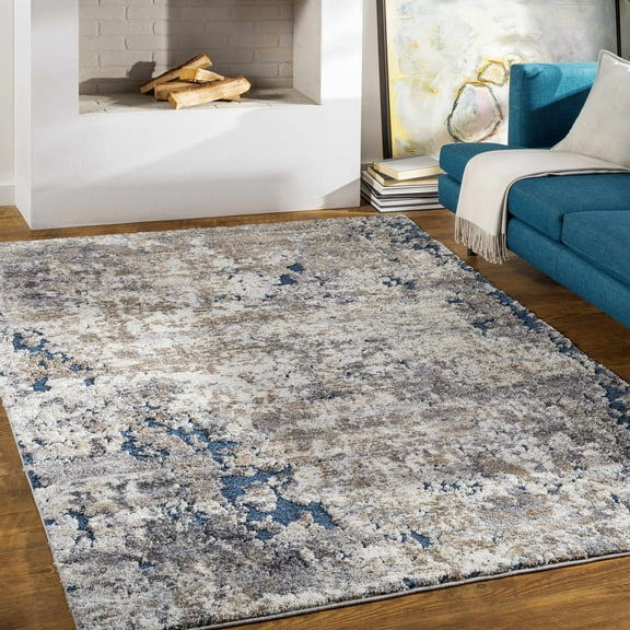 Hauteloom Ratho Living Room, Bedroom Area Rug - Modern - High Pile - Black, Gray, Blue - 2' x 3'