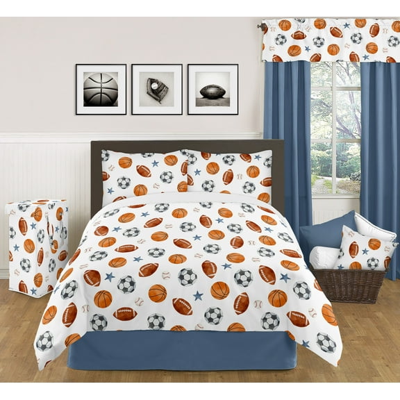 Sweet Jojo Designs Watercolor Sports Theme Boy Queen Size Bed Skirt
