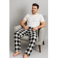 thumbnail image 3 of Pijamas de Franela a Cuadros de Algodón, Pantalón Largo Con Bolsillos, Para Hombre Corte Recto, 3 of 9