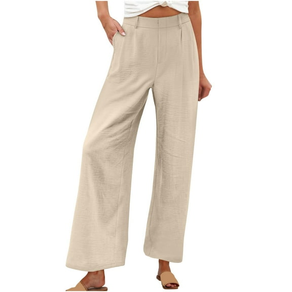 Zuesphe Womens Pants Summer Work Ladies Capri Pants with Pockets Womens Wide Leg Pants Tall High Waist Cargo Pants Women Short