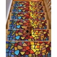 thumbnail image 2 of Stair Treads for Wooden Steps, Blue Red Yellow Peel and Stick Stair Treads with Adhesive, Modern Colored Rainbow Stained Glass Non Slip Indoor Stairs Runner Rugs Mats for Elders Dogs 8"x30"7PCS, 2 of 7