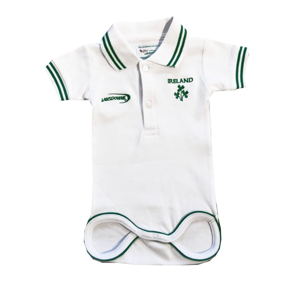 Traditional Craft Ltd. White Ireland Baby Boy's White Polo Style Onesie Vest