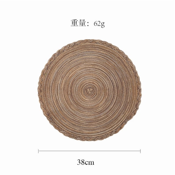 suxuMhao Table Placemats Set, 2 Pieces rotundity braided edge Table Mats - 15in Washable Placemats, Heat Resistant Placemats, Durable Table Placemats for Home Dining Table Kitchen, Dark Brown