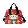 thumbnail image 2 of Lunch Bag Portable Crossbody Meal Bag Cooler Bag Insulated Lunch Bag Food Bag Handheld & Crossbody Design Cute Red Christmas Bear, 2 of 6