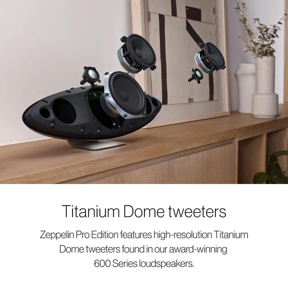 Bowers & Wilkins Zeppelin Pro Edition Wireless Speaker with 5 Drivers Including 6" Subwoofer Titanium Dome Tweeters Solar Gold