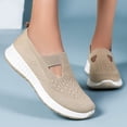 thumbnail image 3 of Pandaie Orthopedic Shoes for Women Wide Width Breathable Walking Slip on Sneakers Comfortable Arch Support Nurse Shoes Khaki Size 6.5, 3 of 9