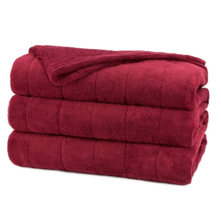 Sunbeam BSM9KQS-R310-16A00 Channeled Microplush Heated Blanket, Queen - Garnet