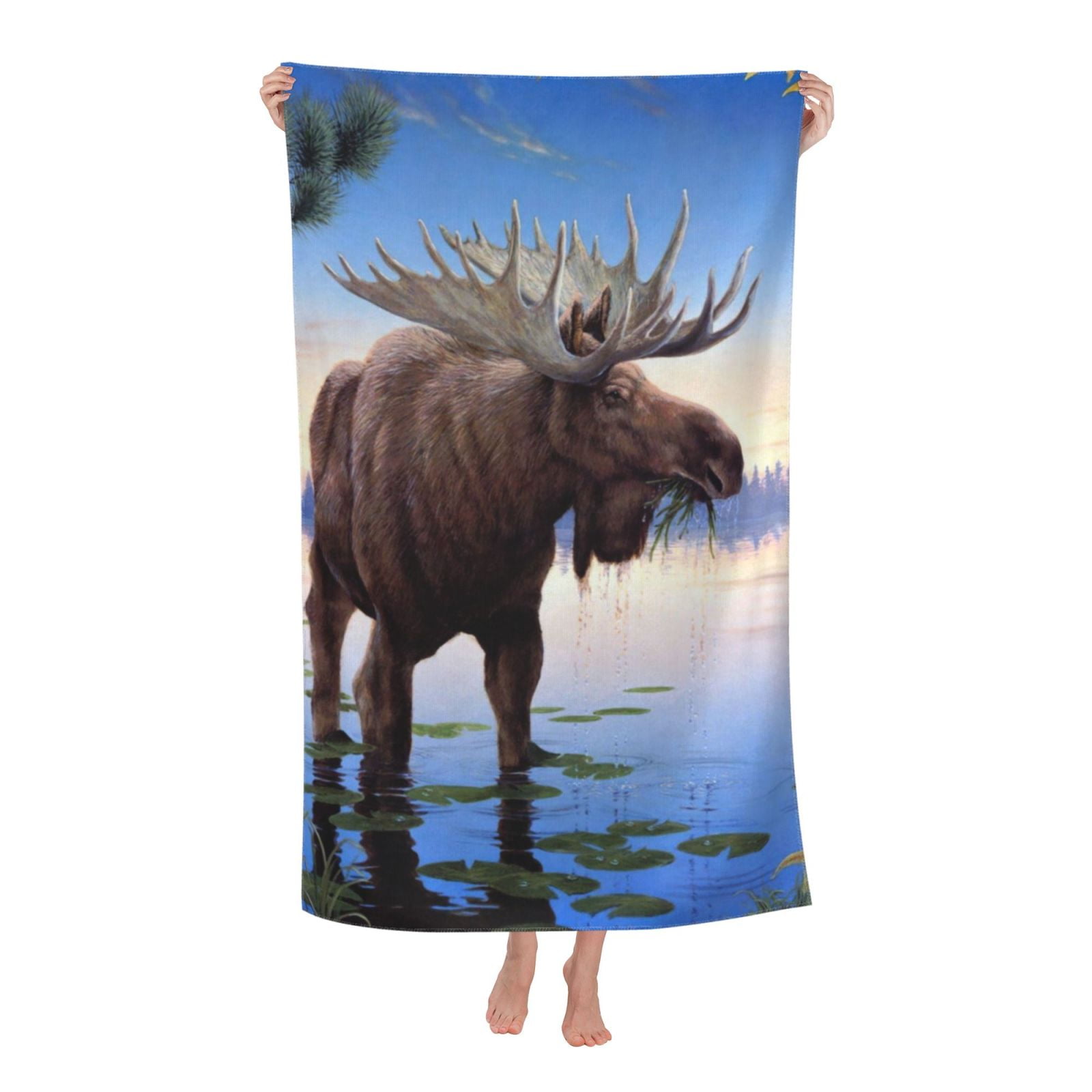 Free Moose Lake Deer Beach Towels for Adults Kids QuickDry Soft Bath