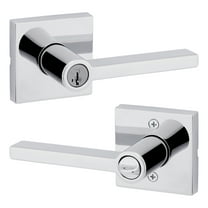 Kwikset Halifax Square Keyed Entry Lever Doorknob with Smartkey Polished Chrome - Two levers