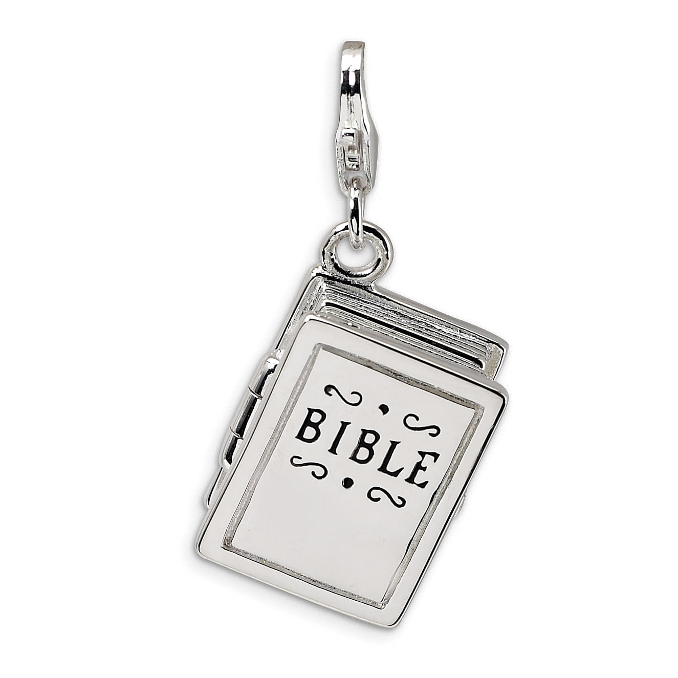 STERLING SILVER OPENING ENAMELLED HOLY BIBLE CHARM                