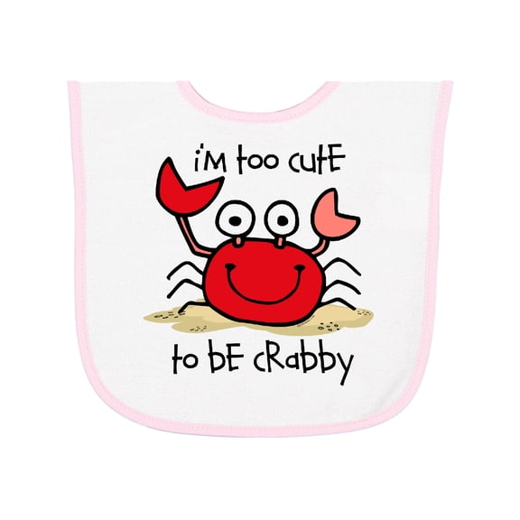 Inktastic Too Cute Crab Baby Terry Cloth Bib