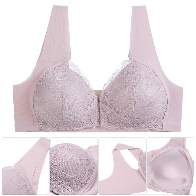 Pretty Comy Lace Front Closure Bra Back Smoothing Bralette Bras for Women  Plus Size Wireless Bra 