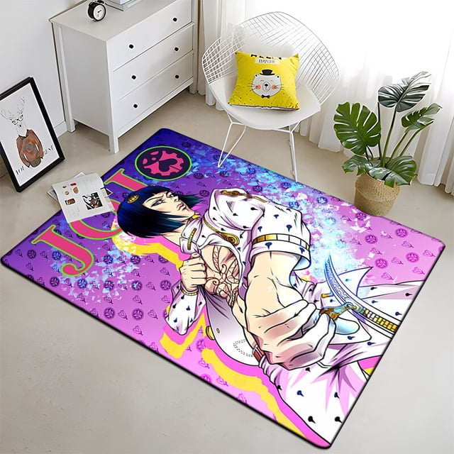 Jojo - Alfombra de pintura animada Área grande Negro Suave Decoración para el hogar Boho Picnic160x200cm (62x78 pulgadas)160x200cm (62x78 pulgadas) zhangmengya unisex