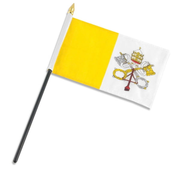 Vatican City 4"x6" Flag Desk Table Stick (Premium Polyester) (Sewm Edges)