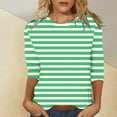 thumbnail image 4 of Green 3/4 Sleeve Shirts for Women Tops for Womens Casual Summer Tops Three Quarter Sleeve Round Neck Tee T Shirt Printed Loose Side Split Blouse Fashion Clothing, 4 of 4