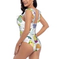 thumbnail image 5 of Yiaed Orange Green Avocado Print Women's Ruffled One Piece Swimsuit V Neck Swimwear Slimming Monokini for Woman-Large, 5 of 8