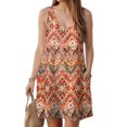 thumbnail image 5 of felwors Womens Summer Dresses 2025 V Neck Sleeveless Sundresses with Pockets Beach Vacation Clothes Floral/Plain Orange, XXXL, 5 of 7