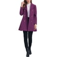 thumbnail image 2 of Abrigo largo de invierno INSPIRE CHIC para mujer, con solapa y doble botonadura, color púrpura oscuro, 2 of 6