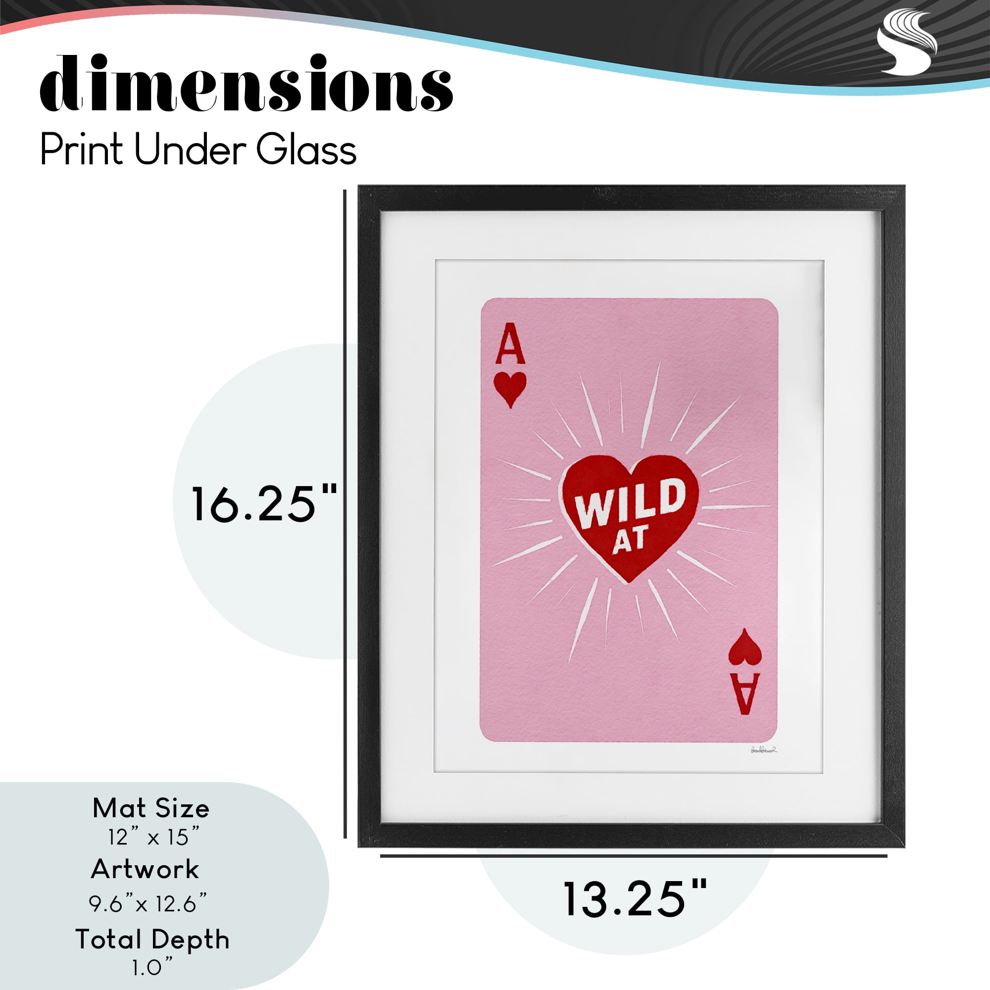 Wild At Heart Card Black Framed Print Under Glass, design by Amanda Greenwood