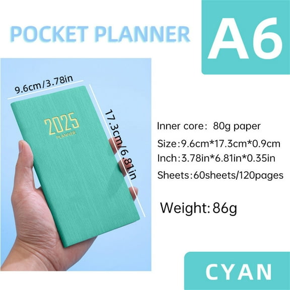 FeiFu Pocket Planner, A6 Weekly and Monthly Planner with Monthly Tabs, Small Hardcover Calendar Planner Notebook for School & Office Schedule Light Blue
