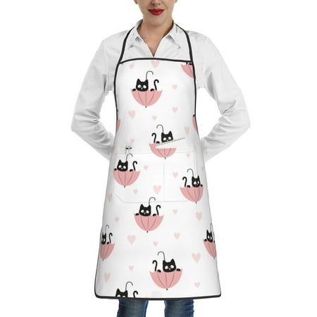 

Matuu Umbrella Cat for Adjustable Cooking Aprons for Women with Pockets Kitchen Aprons for Men Water and Oil Resistant