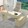 thumbnail image 6 of Modern Computer PC Desk Table with Storage, Corner L Shaped Desk with Drawers, Home Office Desk for Bedroom and Small Space, for Writing, Executive, Study, Work, Vanity - Natural, 6 of 7