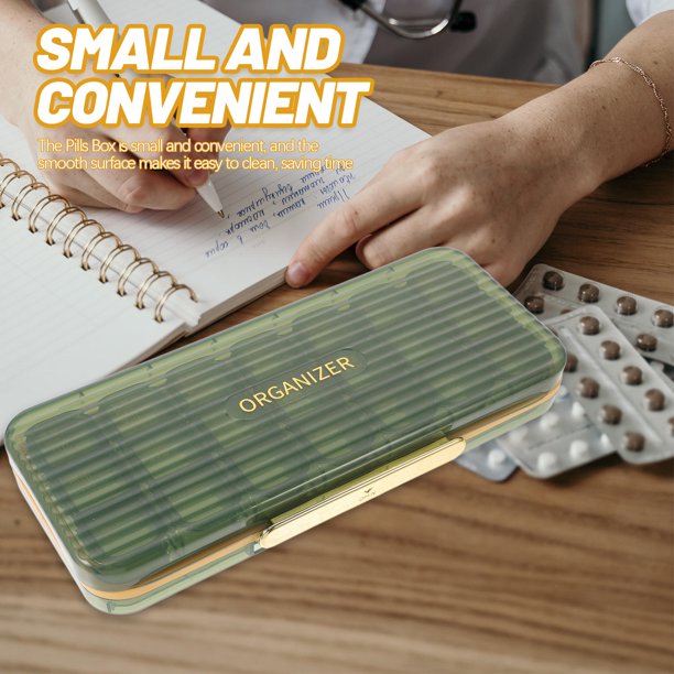 Greenadscape Organizador De Medicinas Portátil Verde Con Compartimentos Múltiples Y Estuche Resistente