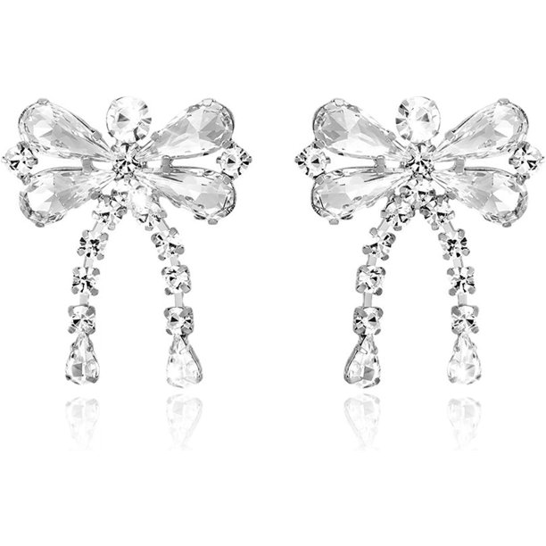 Pendientes para mujer con diamantes de imitación y cadena de cristal brillante, pendientes de borla para el día de San Valentín, pendientes de tuerca, joyería en forma de lágrima, regalo para ella