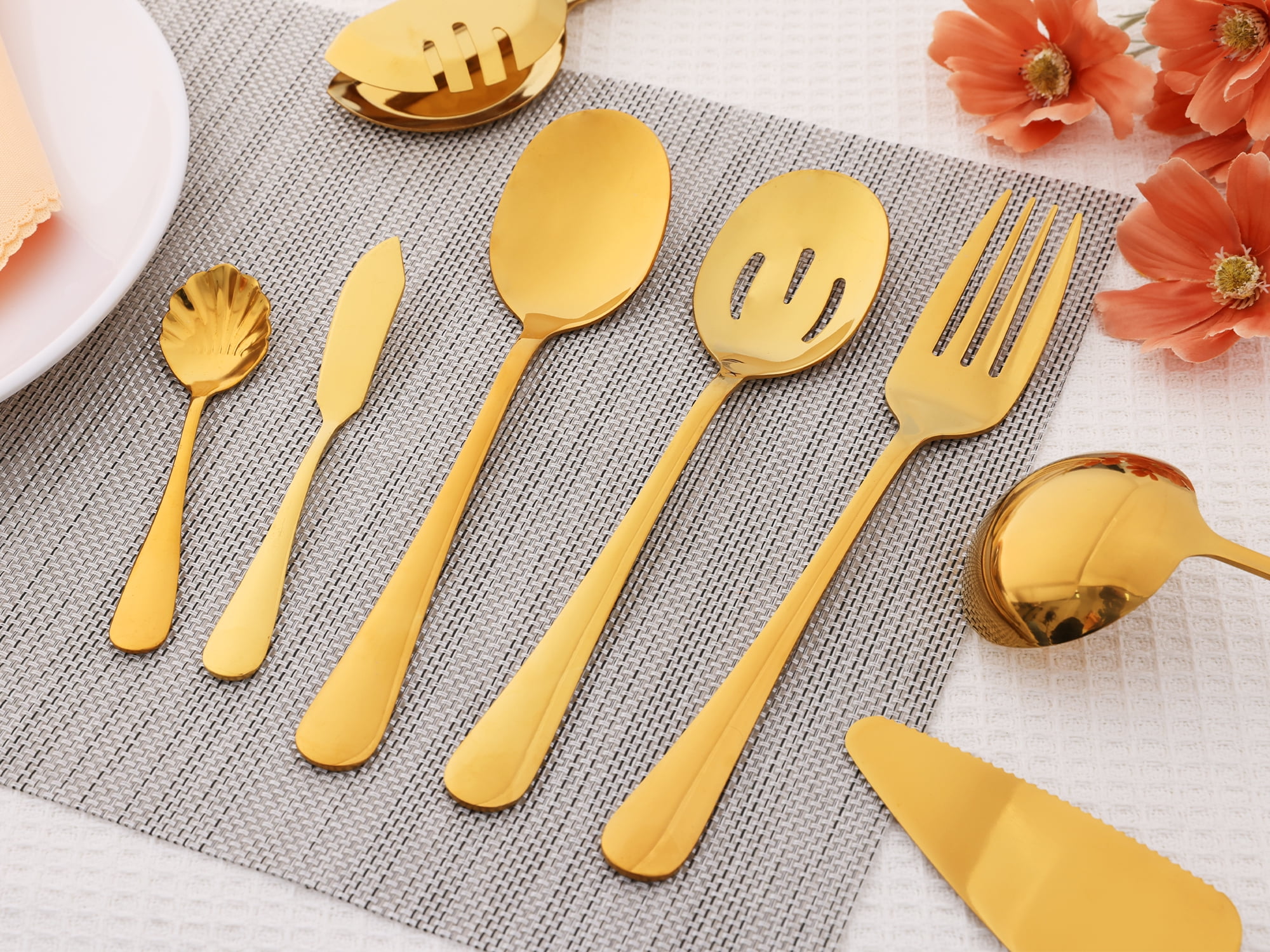 Unique Bargains 12 Pcs Silverware Set Stainless Steel Flatware Cutlery Gold