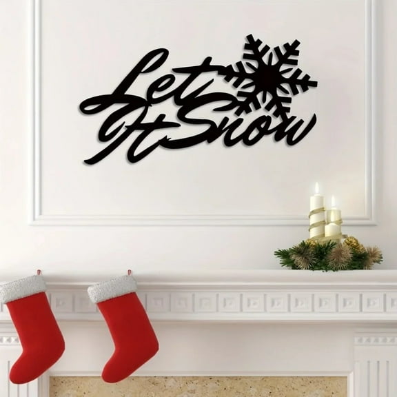 Let It Snow  Iron Wall Sculpture - Artful Snowflake Themed  for Living Room, Front Door & Corridor Snowflake Metal Sign for Christmas Festive Vibe Ideal Housewarming Gift Festival Decoration.