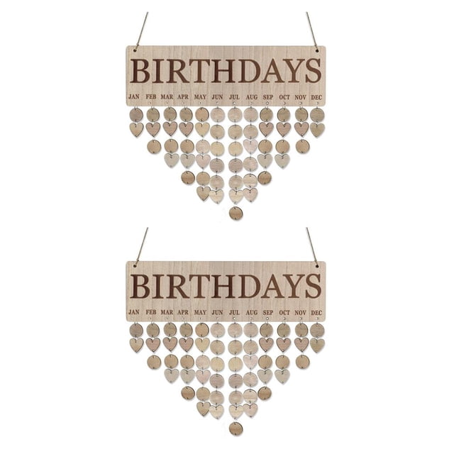 Yuarrent Calendario de cumpleaños para colgar en la pared, tablero de cumpleaños de madera Natural, adornos artesanales, regalos de Type3 NO3