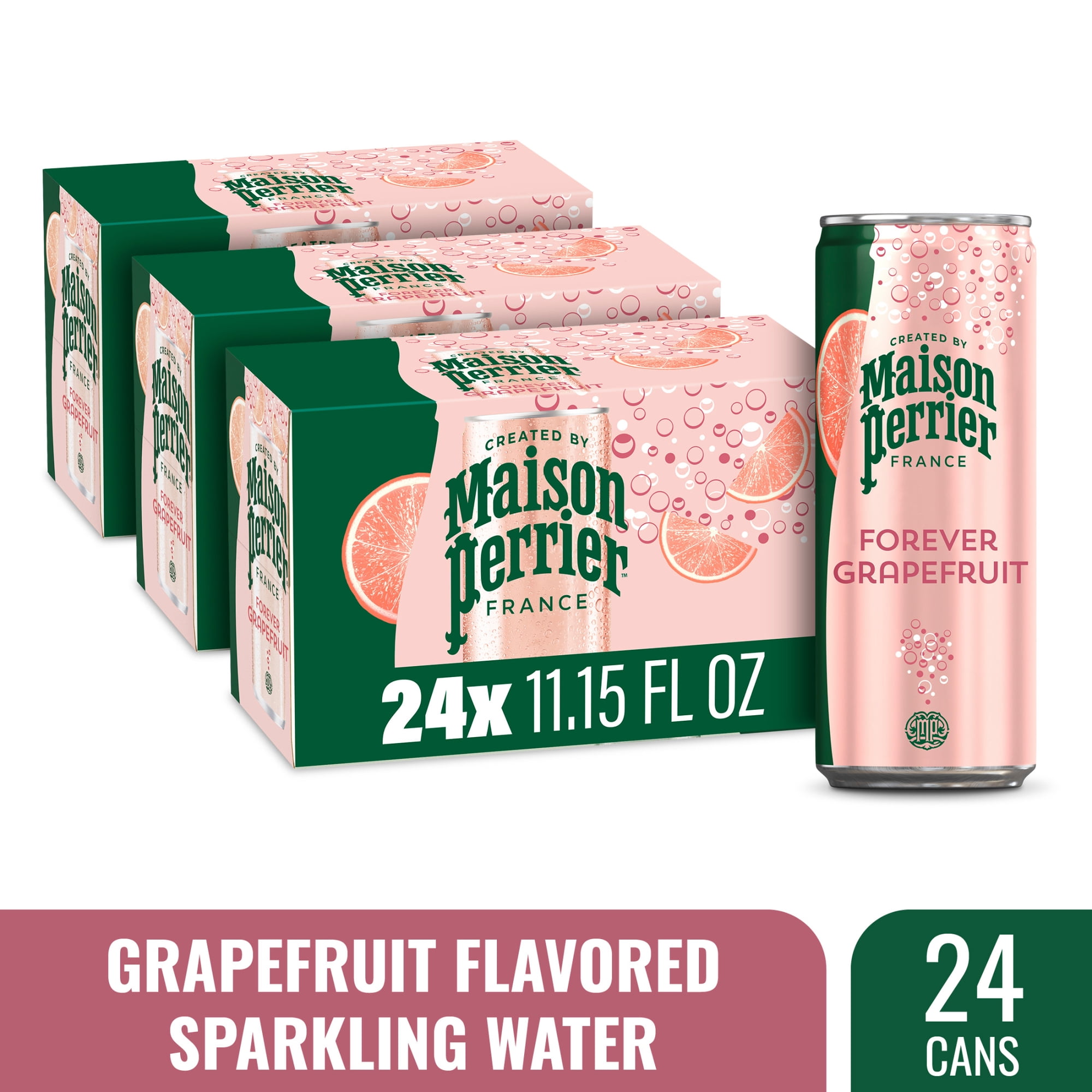 Maison Perrier Forever Grapefruit Flavored Sparkling Water, 11.15 FL OZ Cans, 8 Count, 3 Pack
