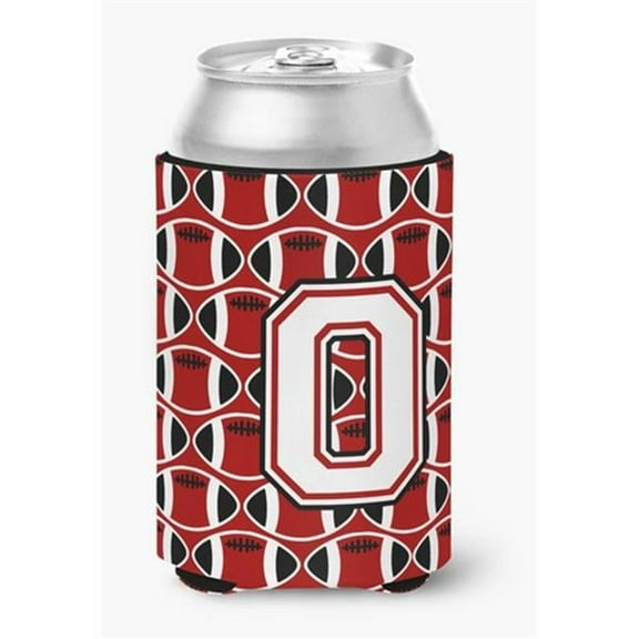 Letter O Football Cardinal & White Can or Bottle Hugger