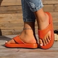 thumbnail image 6 of HNMKIU Fashion Platform Slide Sandals Summer Casual Comfort Toe Post Beach Slippers Women Soft Sole Outdoor Indoor Shoes Womens Flip Flops Orange,8.5, 6 of 8