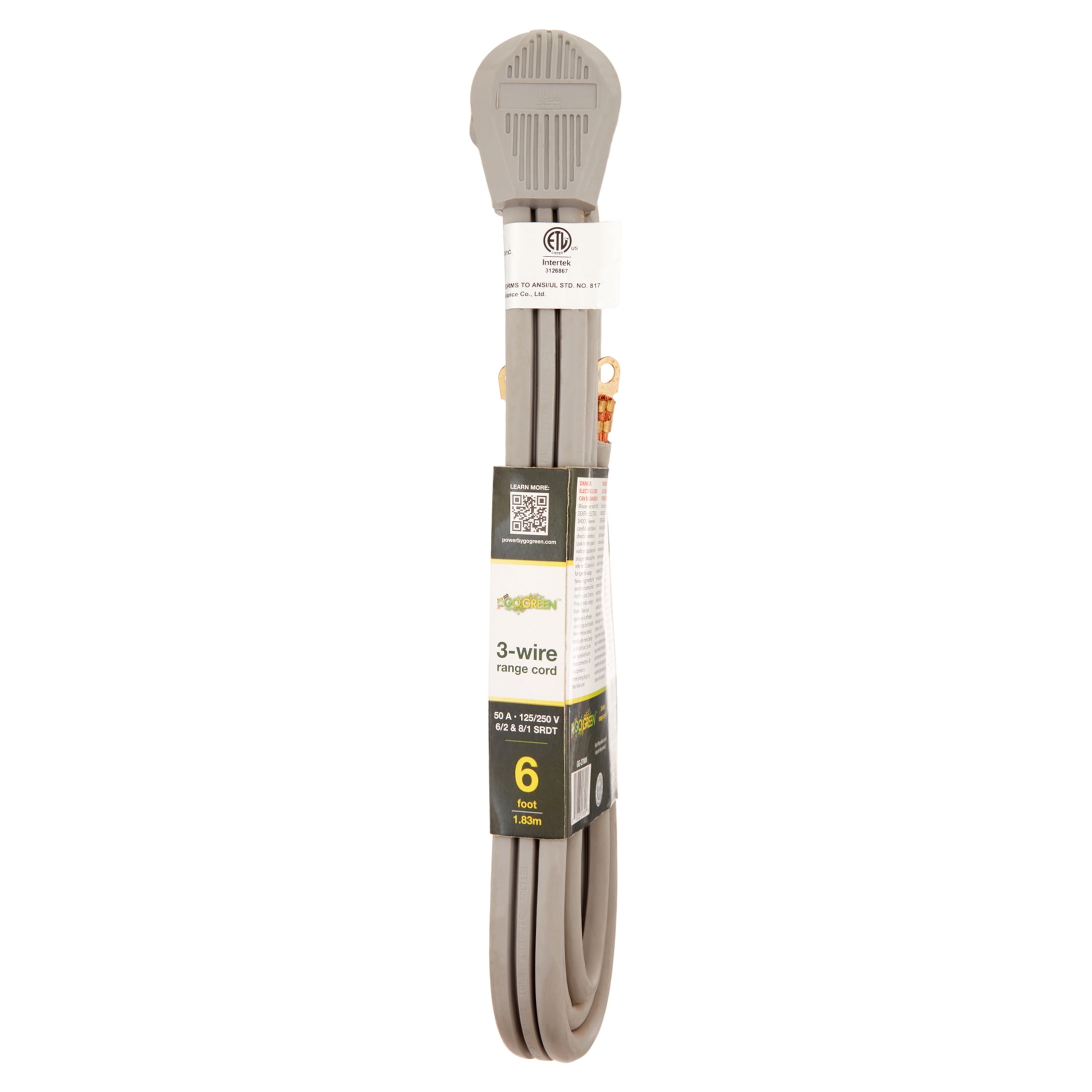GoGreen Power GG-27006 6 ft 3-Wire Range Cord 50 Amp