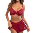 thumbnail image 1 of Conjunto de lencería sexy de pijama de encaje de color puro de dos piezas dividido sexy para mujer Fridja nalpqowj38096, 1 of 9