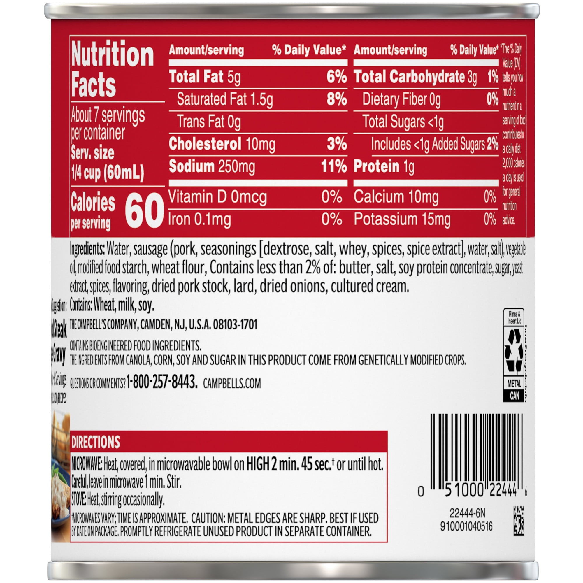 Campbell’s Country Style Sausage Gravy, 13.8 oz Can