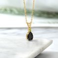 thumbnail image 4 of Gem Stone King 18K Yellow Gold Plated Silver Black Onyx and Green Peridot Pendant Necklace for Women (1.35 Cttw, Gemstone December Birthstone, Pear Shape 9X6MM, with 18 inch Chain), 4 of 4